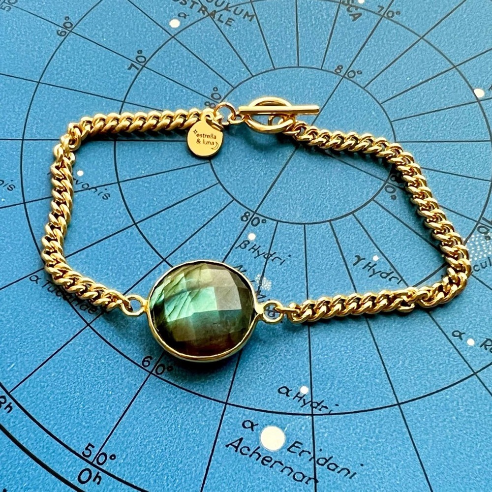 Labradorite Gemstone Gold Chain 22K Gold Bracelet